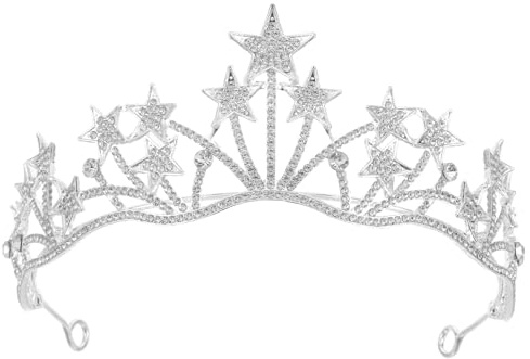 FRCOLOR Sternen Haarreif Krone Damen, Silberne Tiara Diadem FüR Hochzeit, Valentinstag, Party, Geburtstag, Eleganter Haarschmuck FüR Braut Und Brautjungfer