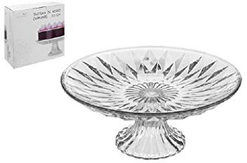 Alessandro Srl 3 X Alzata Vetro Diamante 20 CM 105423 - Piatto da Portata Geometrico con Taglio a Diamante