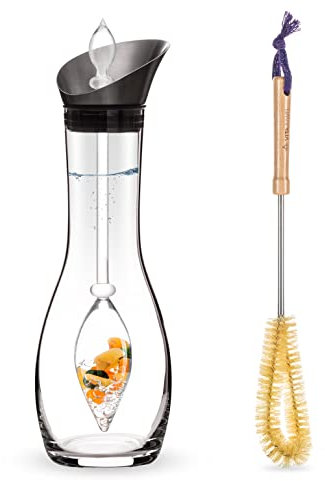 VitaJuwel Era Happiness Plus Cleaning Brush | Crystal Water Set for Home with Jade, Orange Calcite, Carnelian & Clear Quartz
