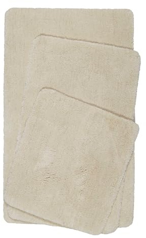 Homie Living Badteppich, Badematte kuscheliger Flauschiger weicher Flor l rutschfest und Waschbar Porto Azzurro (80 x 150 cm, Beige)