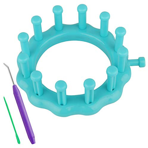 Coopay Strickwebstuhl mit 12 Wäscheklammern, Kleiner Runder Strickwebstuhl für Wollblumen, Socken, Vielseitiges Kleines Loom-Set für Anfänger, Durchmesser 9 cm, Blau