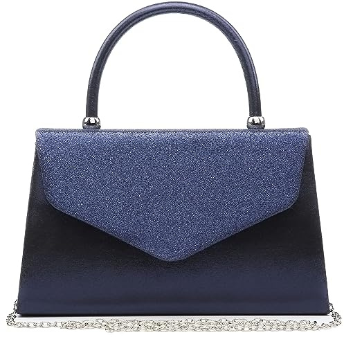 Dasein Women's Evening Bag Party Clutches Wedding Purses Cocktail Prom Handbags with Frosted Glittering (Navy Blue)