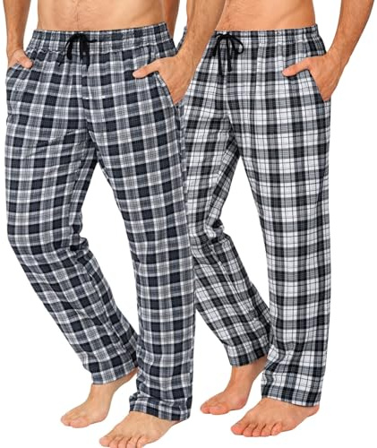 Långa loungebyxor för män nattkläder (tvåpack) pyjamasbyxor nattkläder