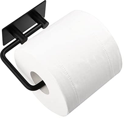 Milti Toilettenpapierhalter ohne bohren aus gebürstetem Edelstahl 304 in Schwarz, Design Klopapierhalter selbstklebend für Ihr Badezimmer, Nie wieder bohren, Matter Toilettenrollenhalter mit 3M Kleber
