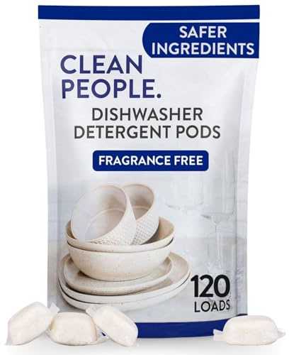 Clean People Dishwasher Pods - Cuts Grease & Rinses Sparkling Clean - Residue-Free - Phosphate Free Dishwashing Pods - Fragrance Free, 120 Pack