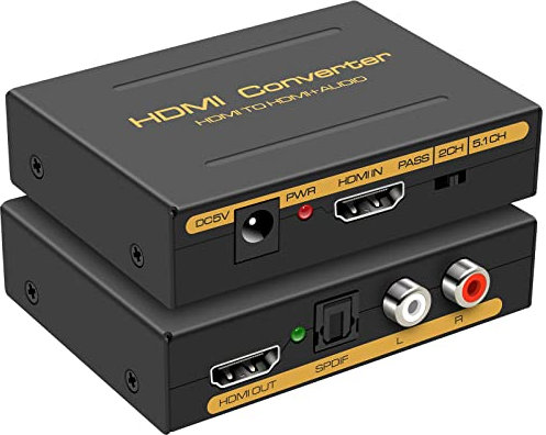 HDMI Audio Extracteur 4k HDMI Optical Adaptateur Optique 3.5 mm Séparateur Convertisseur RCA L R Sortie Stéréo Prise en charge 4K30HZ pour PS5 Xbox Projecteurs DVI Monitor