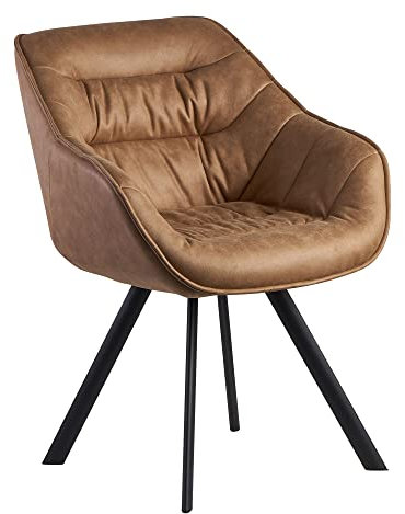 möbelando Esszimmerstuhl Wildlederoptik Beige Gepolstert | Küchenstuhl mit Schwarzen Beinen | Moderner Schalenstuhl mit Armlehnen | Design Polsterstuhl Stoffbezug