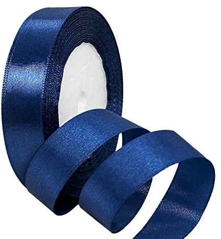 POPOYU Satinband Dunkelblau 20mm,Dunkelblau Band 2cm,Dekoration Präsent Geschenkband,23M Geschenkband Schleifenband für Kleid,Hochzeit,Geburtstag Geschenke,Satin Dekoband,Deko Band Geschenkverpackung