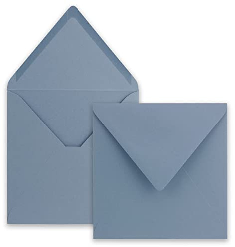 25x Quadratische Briefumschläge in Graublau (Blau) - 15,5 x 15,5 cm - ohne Fenster, mit Nassklebung - 110 g/m² - Für Einladungskarten zu Hochzeit, Geburtstag und mehr - Serie FarbenFroh