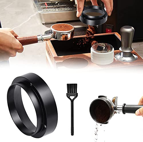 DIKEBAO Kaffee Dosierring Siebträger Trichter Espresso Dosiertrichter Aluminium Siebträger Zubehör Magnetisch Dosierring Espresso Fülltrichter Kaffeepulver für Kaffeemaschine (58 mm Schwarz)