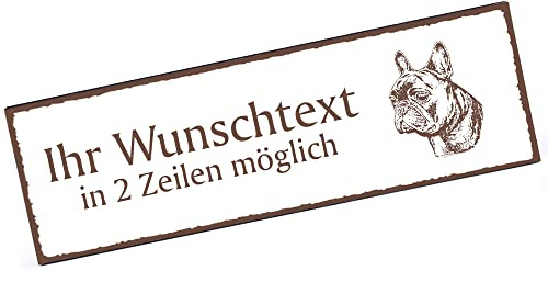 Türschild Französische Bulldogge Namensschild personalisiert mit Gravur- 150mm x 50mm - selbstklebend