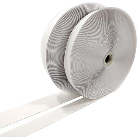25 Metri/Belcro con Adesivo - Biadesivo - Nastro di chiusura per unire tende, tappeti, tessuti, zanzariere, quadri, adesivo forte, gancio e anello, (gancio e peluche - 25 mm - bianco)