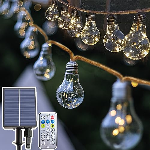 DIWUJI Solar Girlanden Lichter Außen, 10,6 Millionen USB/Solar Lichterketten mit Fernbedienung, 8 Modi 4 Helligkeit, 20 Bruchsichere LED Birnen, IP65 Terrassenleuchten für Garten Party Festival Dekor