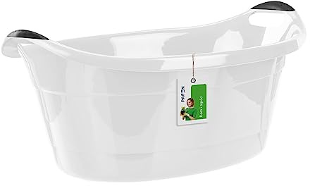 PAFEN Runde Wäscheschüssel 40L Universal-Schüssel – 71,5 x 50 x 31,5 cm- Schüssel für Wäsche Spülschüsseln Starke Wäschewanne aus Stabilem Kunststoff | Grau