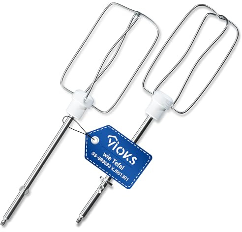 VIOKS Elektrischer Schneebesen Set 2x Ersatz für Prep'Line 8141 und 8142 SS-989633 XJ-901301 Tefal Handmixer Rührbesen - Mini Schneebesen für Mixer Handrührer mit Rührschüssel - Tefal Zubehör
