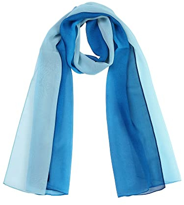 Uxcell Langer Chiffon-Schal, leicht, durchscheinend, seidiger Farbverlauf, Party, Schal, Frühling, Sommer, Strand, Wickeltuch für Damen, Dunkelhellblau, 160 x 49,8 cm