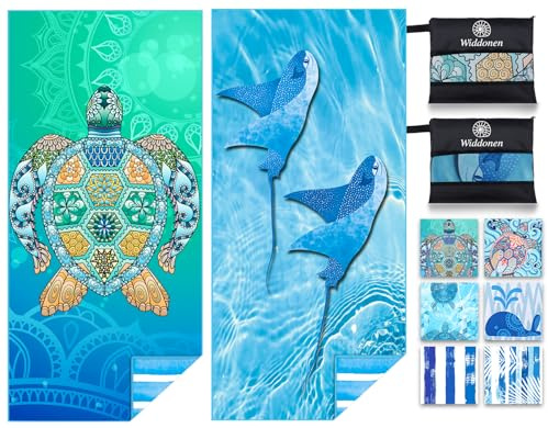 2 Pack Microfiber Lightweight Beach Towel Sand Free Quick Dry Absorbent Thin Compact Towels for Swimming Pool Camping Beach Accessories Large Easy Pack Travel Things for Vacation Essentials Gift
