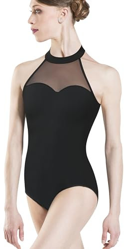 DANSHOW Neckholder-Ballett-Trikot für Damen zum Tanzen Mesh-Ausschnitt Damen-Tanztrikot für Ballett(23935-06-M)