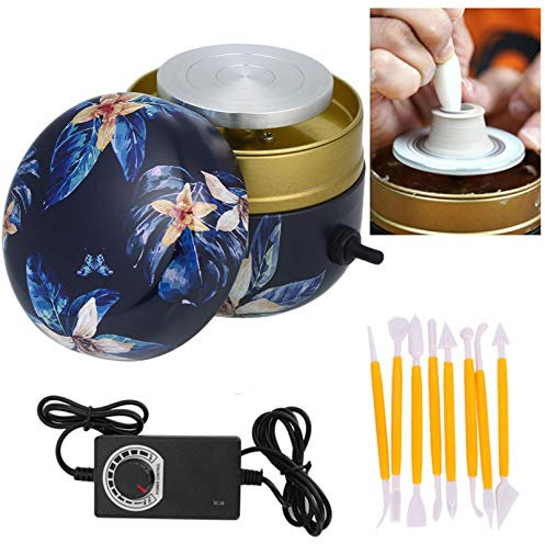 Macchina elettrica per tornio per Ceramica, Strumento per Modellare la creazione di Arte della Ceramica in Argilla Fai-da-Te Mini Macchina per tornio per Ceramica Giradischi Elettrico con Punta dell