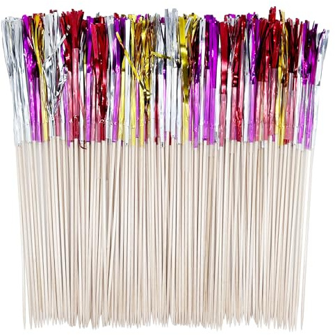 Allazone 200 Stück Cocktailspieß Cocktail Picks Cocktail Feuerwerk Sticks, 23cm Bambusspieße Cocktailspieße Party Picker für Kuchen Dekoration, Party Supplies, Weihnachtsdekoration