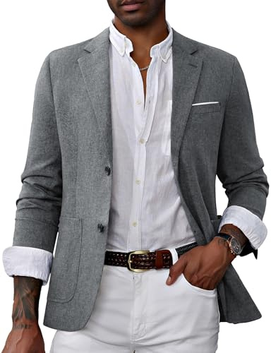 PaulJones Vardaglig sportrock blazer med två knappar lätt business kostym blazer jackor, Ljusgrå, XL