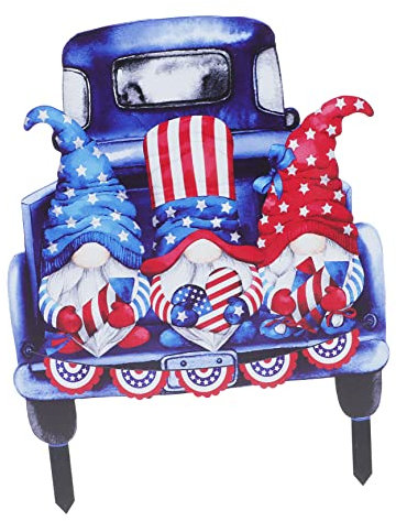 CAXUSD Outdoor Garten Zeichen Aus Hochwertigem Acryl Und Patriotische Gnome Garten Decor Für Unabhängigkeitstag Zeichen Stakes Für Rasendekor