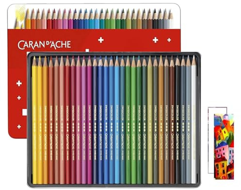 CARAN D ACHE 30 Permanent-Buntstifte und 2 Karten. Swisscolor Selection