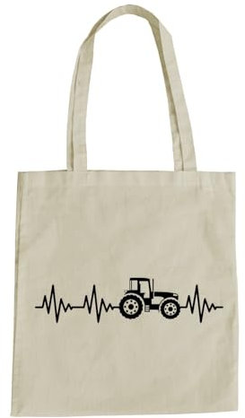 Herzschlag Traktor Baumwolltasche - EKG Landwirt Bauer Feld Natural