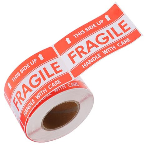 OFFSCH Fragile Warnaufkleber Rolle Haftstark Klebeetiketten Für Umzugskartons Pakete Versand Haftend Einfach Anzubringen Für Zerbrechliche Versandverpackungen