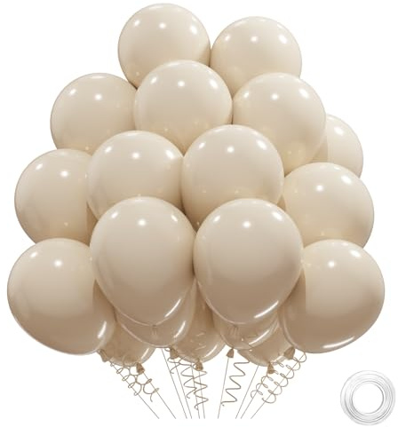 Ballonger sandvit, 31 stycken latexballonger, ballonger beige matt, sand vita heliumballonger, krämfärgade beige ballonger för födelsedagsdekoration, bröllop baby shower dekoration, dopdekoration