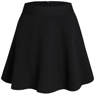 Damen Minirock Sexy Kurz Skater Rock Mädchen Hohe Taille A-Linie Basic Tennis Rock Karneval Party Skirt Schwarz S