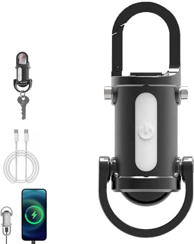 Mini Keychain Flashlight Power Bank, 3 in 1 Lumilink Mini Torch and Power Bank, Waterproof Rechargeable LED Key Ring Torch, High Lumens EDC Pocket Flashlights for Hiking, Camping (Black)