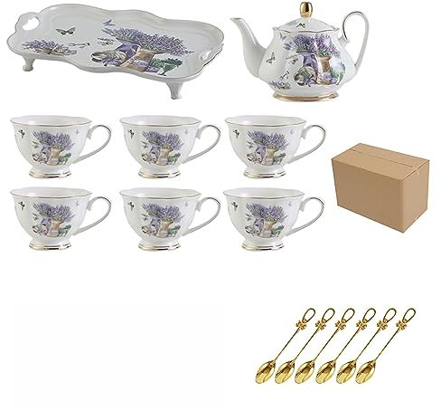 HCZKIUJY Service à thé Service à thé de l'après-midi Service à thé pour Adultes Service à thé en Porcelaine Anglaise Théière Tasse à thé Service à thé en céramique européenne