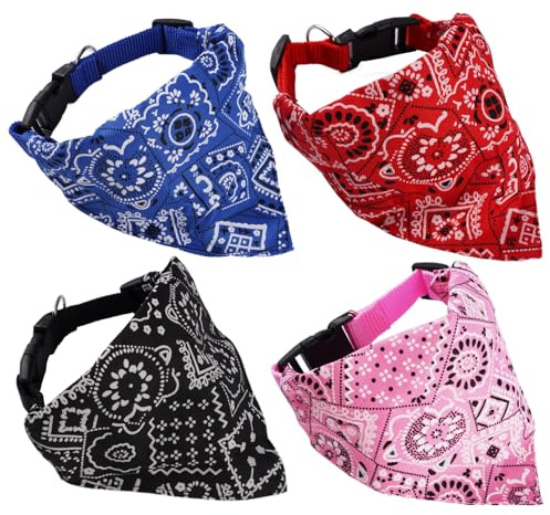 4 Pezzi Bandana per Cani,Regolabile Sciarpa Bandana Animale,Regolabile Animale Domestico Sciarpe con Triangolo,Triangolo Cani,Triangolare Cane Lavabile per Cane e Gatti di Piccole e Medie Dimensioni