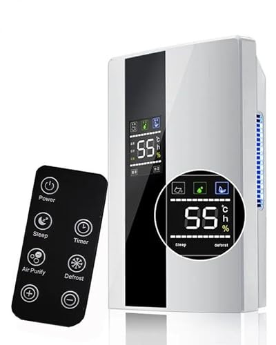 Déshumidificateurs d air 2200ML, Deshumidificateur electrique, Deshumidificateur D Air Silencieux de Chambre /24H Sommeil Timer/LED/Arrêt Automatique Pour Bain, Chambre à Coucher, Armoire