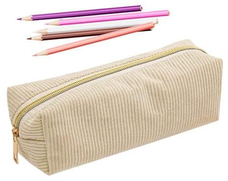 Estuche para lápices, 20 x 7 x 7 cm, bonito organizador de papelería con cremallera para bolígrafos, marcadores, gomas de borrar y reglas, almacenamiento de fácil acceso para escuela, oficina