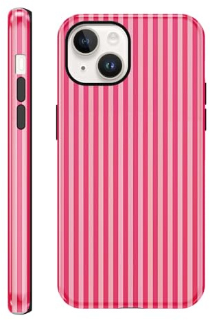 Saqmkil Cover per iPhone 14/iPhone 13, Aesthetic estate Stripes Striped Motivo Disegni Moda Silicone Custodia, TPU Sottile Morbido Antiurto Bumper Protettiva Case Custodie per iPhone 13 6,1'',Rosa