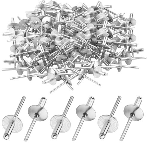 LFBEST 120 Stück Blindnieten Set 4,8 x 20 mm (16 mm Kopf) Aluminium Blindnieten mit großem Kopf Silber Nieten für Anwendungen in der Automobilindustrie, Möbelherstellung und im Maschinenbau