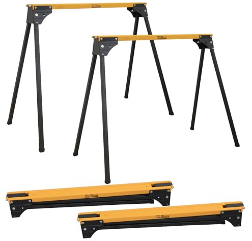 TRUTZHOLM Arbeitsbock 2er-Set, klappbar, 76 cm, 1.000 kg Gesamtlast | Je Bock bis 500 kg belastbar, pulverbeschichteter Stahl, einzeln klappbare Beine, 2 seitliche Haken, Klappmaß 86 x 10 x 10 cm