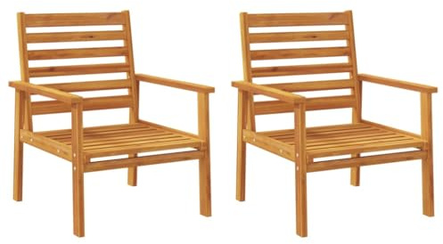 QJBSAVVA Gartensessel 2er Set aus Akazien-Massivholz - Bequeme Gartenstühle mit Armlehne & Rückenlehne für Balkon, Terrasse & Outdoor - Massives Holz geölt - 68 x 65 x 81 cm