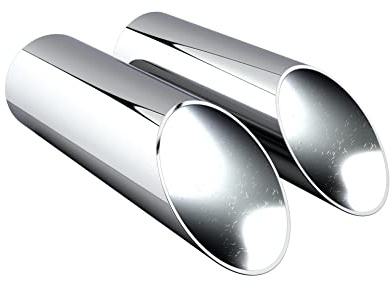 AMAAM High Performance Chrome Exhaust Tips, Angle Cut, Pencil Cut, Turn Down, Multiple Sizes, 2 pcs (9 length 2.25 ID 2.5 OD 2pcs Angle Cut)