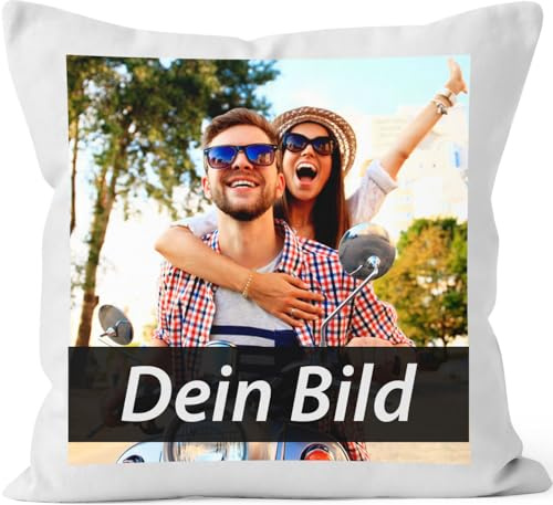 MoonWorks® Fotokissen, Kissen-Bezug mit Foto Bedrucken Lassen, Fotogeschenk Weiss 40cm x 40cm