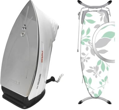 Rotel Professional - Ferro da stiro a vapore, con piastra in acciaio INOX di alta qualità, incluso rivestimento per asse da stiro, serbatoio isolato, 300 ml Elegante motivo a righe