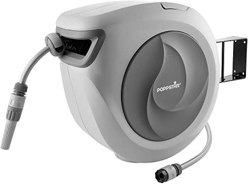 Poppstar Avvolgitubo Giardino Automatico 30 Metri (tubo diametro 1/2) Arrotolatore Tubo Acqua da Parete con riavvolgimento automatico
