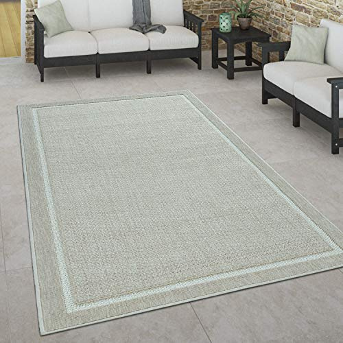 Paco Home Outdoor Teppich wetterfest Skandinavisch für Terrasse, Balkon & Garten pflegeleicht & robust Modernes Design Indoor & Outdoor geeignet, Grösse:120x170 cm, Farbe:Beige 2
