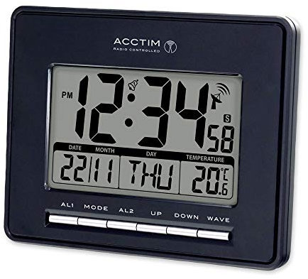 Acctim Infinity 71953 Radio Controlled LCD Alarm Clock in Black