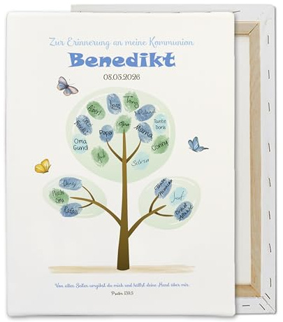 Feenstaub Baum Fingerabdruck Kommunion Print, Leinwand Baum für Fingerabdrücke Jugendweihe, Gästebild Papier oder Leinwand, Geschenk Erstkommunion, Konfirmation