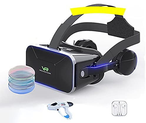 Auriculares VR Gafas Realidad Virtual Auriculares Sonido Estéreo con Auriculares Realidad Virtual con Control Remoto Compatible con Mando Distancia Juegos Películas 4.7-6.5 Pulgadas Teléfono