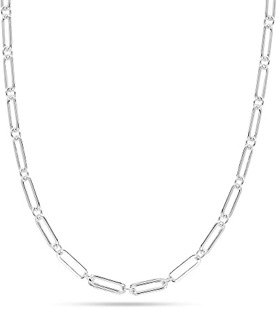 LeCalla solide 925 Sterling Silber Halskette 4.6MM italienische Büroklammer Link Kette Halskette für Frauen Männer, hergestellt in Italien (18, 20, 24, 36 Zoll)