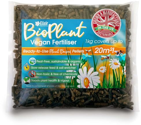 Elixir Gardens BioPlant Vegan Animal Free Fertiliser Pellets | Organic, Sustainable & Eco-Friendly Plant-Based Soil Enhancer/Improver | 500g-25kg Weights | 10kg Bag
